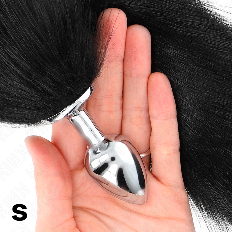 KINK - PLUG ANALE TAGLIA S 7 X 3 CM CON CODA SINTETICA 40 CM NERO - KINK PLEASURE PLUGS | Lingerie Harness Boutique
