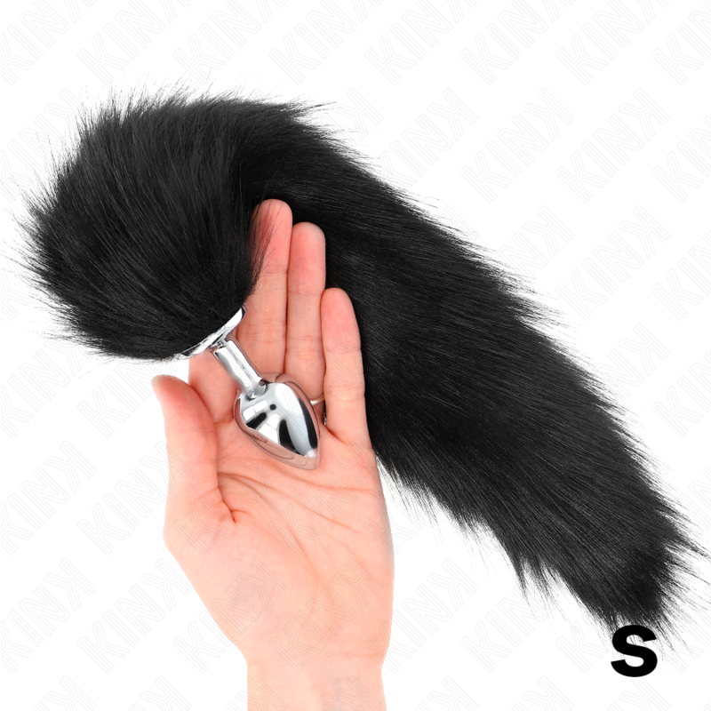 KINK - PLUG ANALE TAGLIA S 7 X 3 CM CON CODA SINTETICA 40 CM NERO - KINK PLEASURE PLUGS | Lingerie Harness Boutique