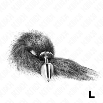 KINK - PLUG ANALE MISURA L 10 X 4 CM CON CODA SINTETICA 40 CM GRIGIO - KINK PLEASURE PLUGS | Lingerie Harness Boutique