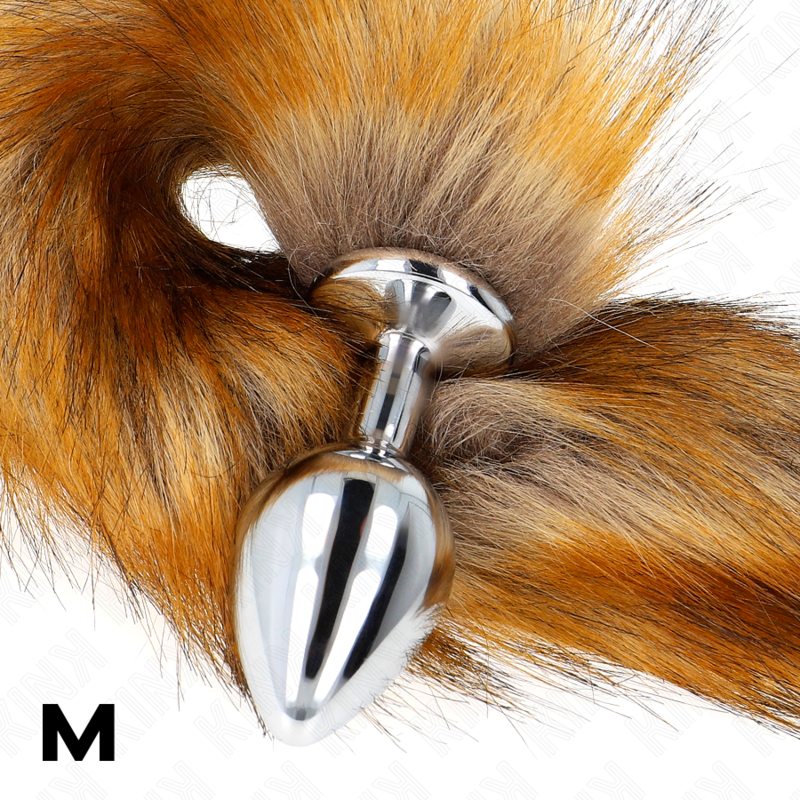 KINK - PLUG ANALE MISURA M 8 X 3,5 CM CON CODA SINTETICA 40 CM MARRONE - KINK PLEASURE PLUGS | Lingerie Harness Boutique