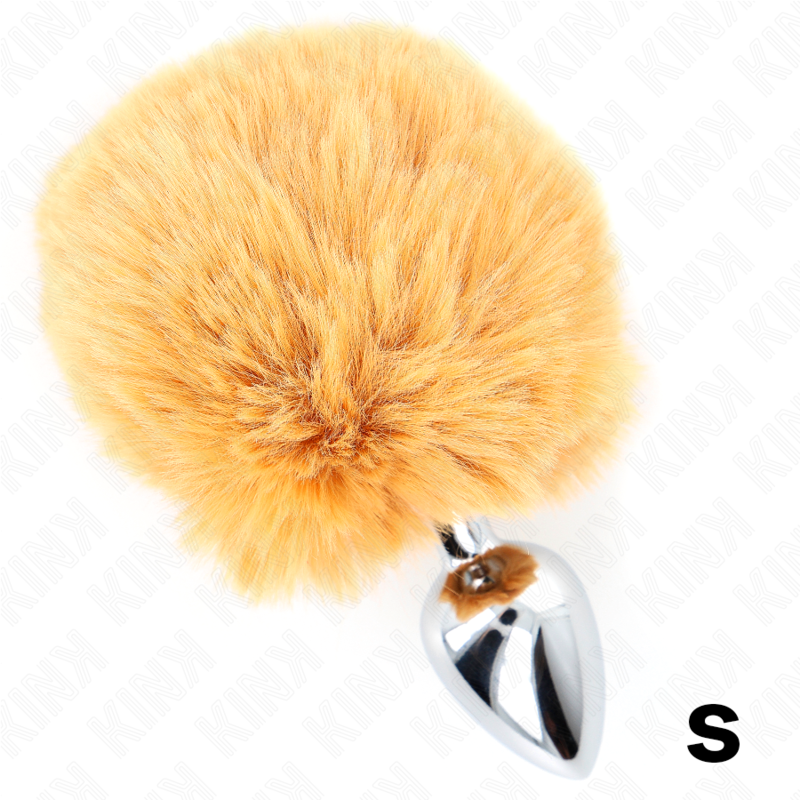 KINK - STAINLESS STEEL PLUG 7 x 3 CM WITH 8 CM BEIGE FAUX FUR RABBIT TAIL