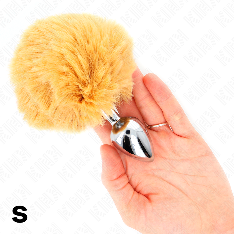 KINK - STAINLESS STEEL PLUG 7 x 3 CM WITH 8 CM BEIGE FAUX FUR RABBIT TAIL