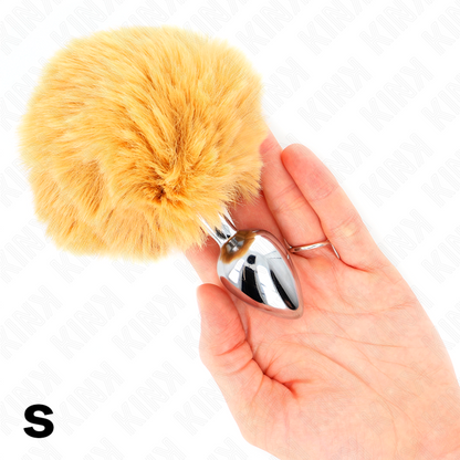 KINK - STAINLESS STEEL PLUG 7 x 3 CM WITH 8 CM BEIGE FAUX FUR RABBIT TAIL