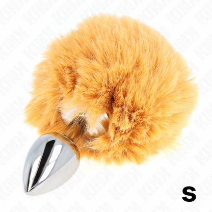 KINK - STAINLESS STEEL PLUG 7 x 3 CM WITH 8 CM BEIGE FAUX FUR RABBIT TAIL