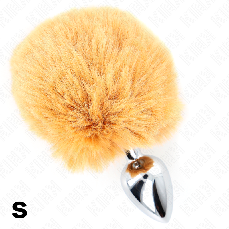 KINK - STAINLESS STEEL PLUG 7 x 3 CM WITH 8 CM BEIGE FAUX FUR RABBIT TAIL