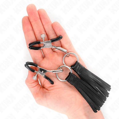 KINK - MORSETTI PER CAPEZZOLI IN SIMILPELLE CON NAPPINE 6 CM - KINK COLLAR & GAG | Lingerie Harness Boutique