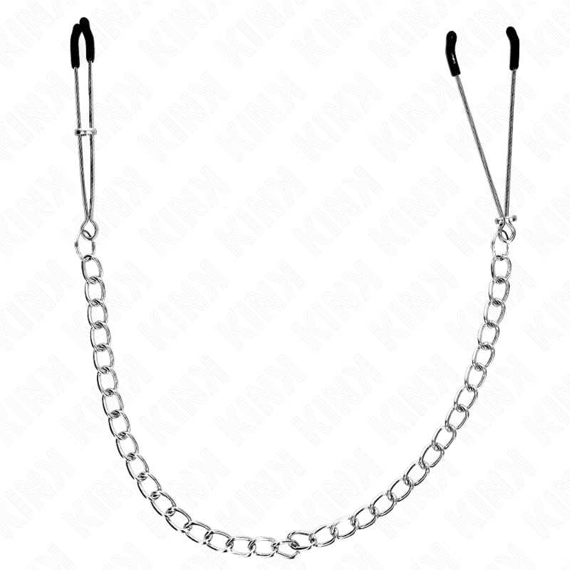 KINK - PINZE PER CAPEZZOLI SOTTILI CON CATENA SPESSA 30 CM - KINK COLLAR & GAG | Lingerie Harness Boutique