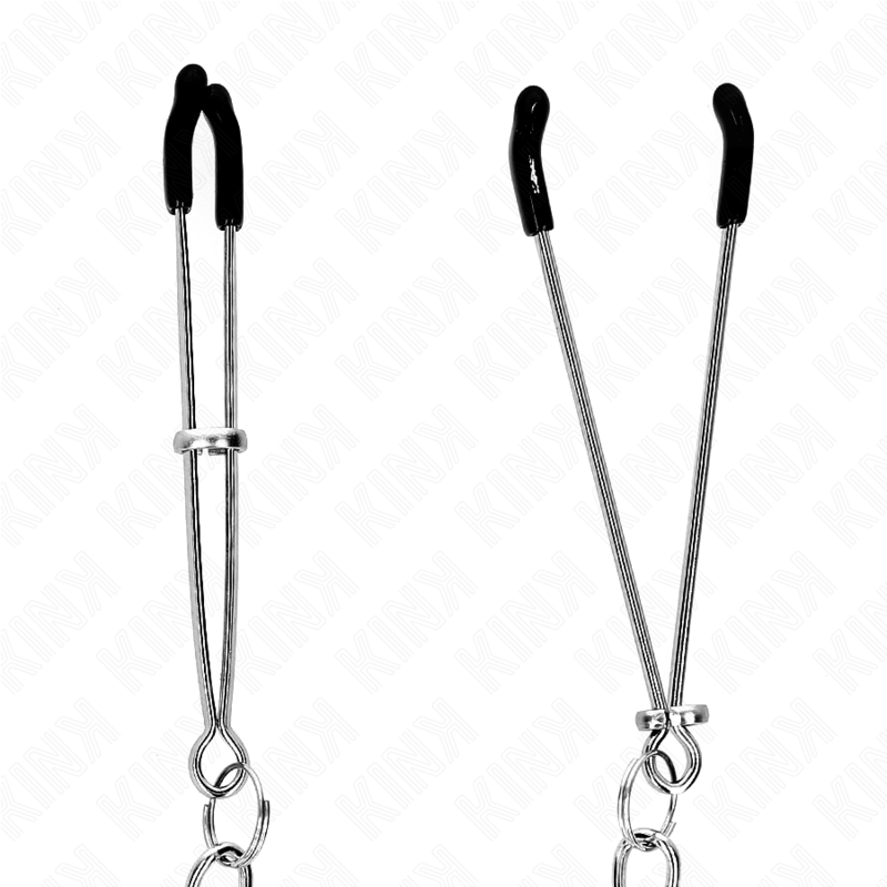 KINK - PINZE PER CAPEZZOLI SOTTILI CON CATENA SPESSA 30 CM - KINK COLLAR & GAG | Lingerie Harness Boutique