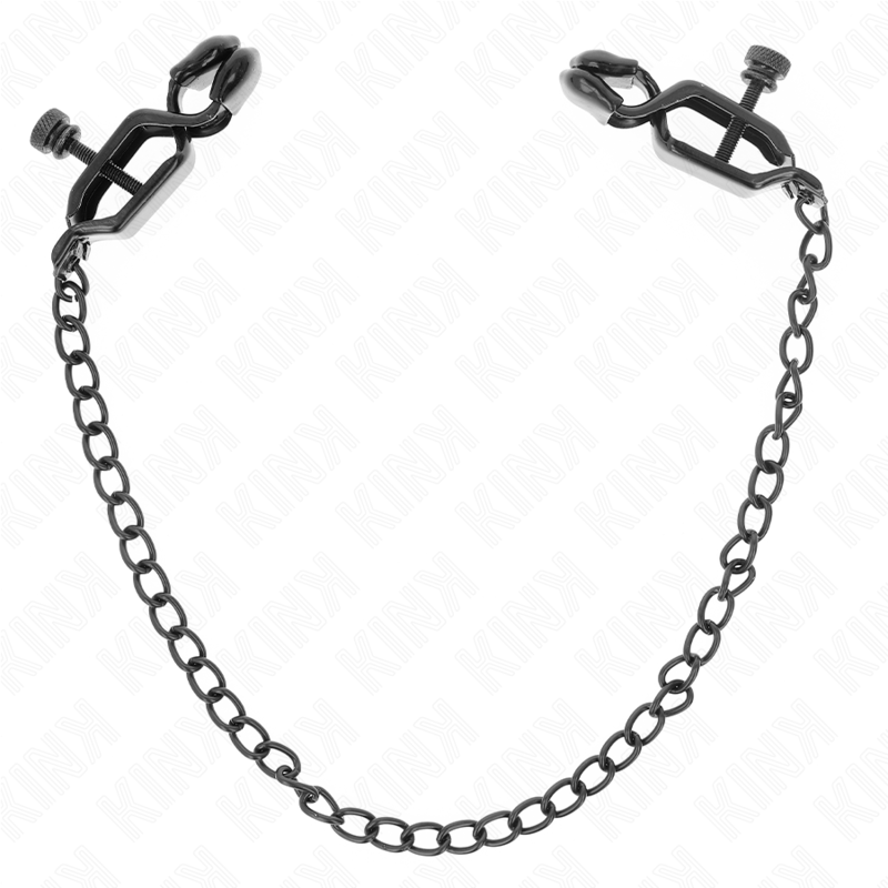KINK - MORSETTI PER CAPEZZOLI A CATENA PIATTA NERA 30 CM - KINK COLLAR & GAG | Lingerie Harness Boutique