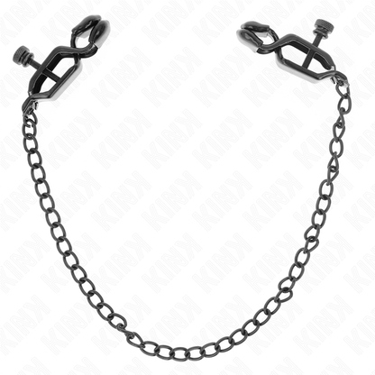 KINK - MORSETTI PER CAPEZZOLI A CATENA PIATTA NERA 30 CM - KINK COLLAR & GAG | Lingerie Harness Boutique