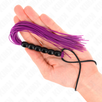 KINK - MINI SILICONE WHIP WITH 6 PURPLE BEADS 26 CM