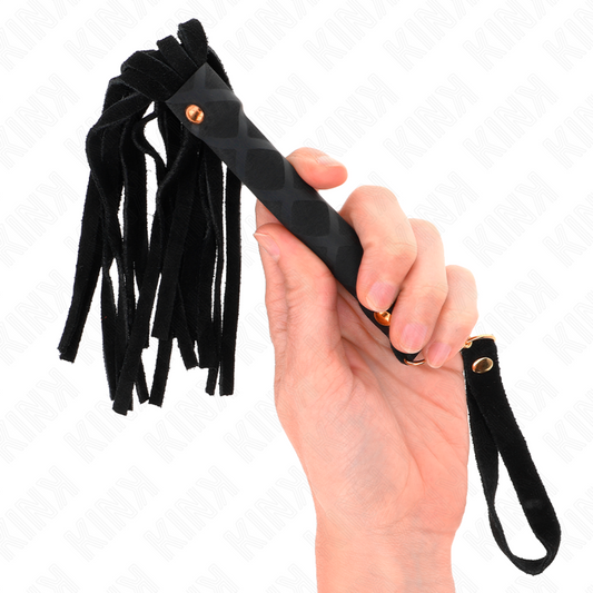 KINK - MINI FRUSTA IN CAMOSCIO NERO 30 CM - KINK COLLAR & GAG | Lingerie Harness Boutique