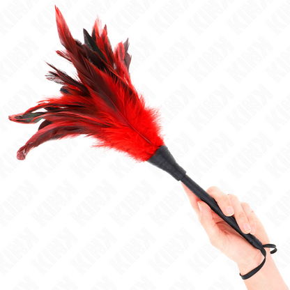 KINK - PIUME DI POLLO SOLLEGATO A FORMA DI CORNO ROSSO 36 CM - KINK IMPACT & TOUCH | Lingerie Harness Boutique