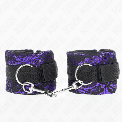 KINK - SHORT WRIST RESISTANCE IN VELVET LACE AND NYLON BAND PURPLE/BLACK 23 X 6.5 CM