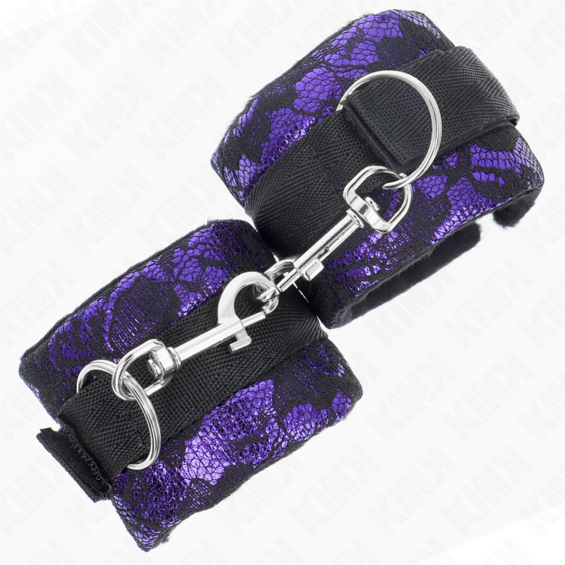 KINK - SHORT WRIST RESISTANCE IN VELVET LACE AND NYLON BAND PURPLE/BLACK 23 X 6.5 CM