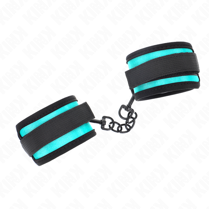 KINK - TENUTA DA POLSO IN NYLON CON GANCIO E LOOP NERO-BLU REGOLABILE 18-32 CM X 5 CM - KINK COLLAR & GAG | Lingerie Harness Boutique