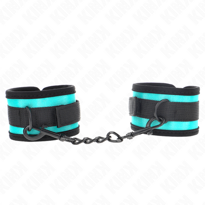 KINK - TENUTA DA POLSO IN NYLON CON GANCIO E LOOP NERO-BLU REGOLABILE 18-32 CM X 5 CM - KINK COLLAR & GAG | Lingerie Harness Boutique