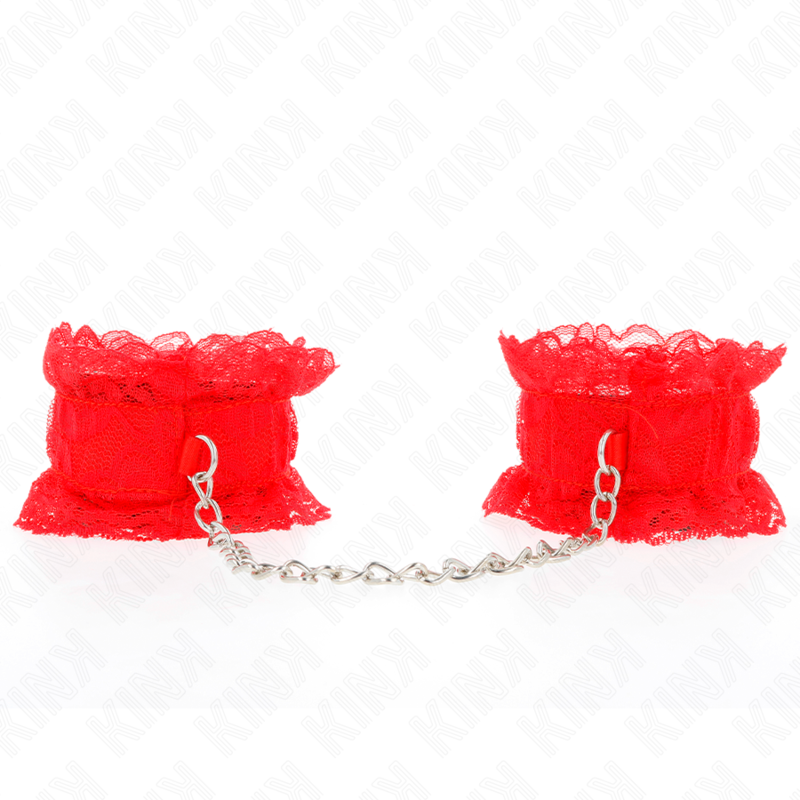 KINK - CINTURINO DA POLSO ELASTICO IN PIZZO ROSSO - KINK COLLAR & GAG | Lingerie Harness Boutique