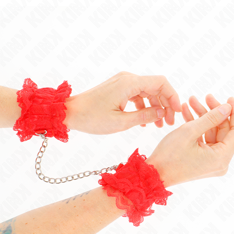 KINK - CINTURINO DA POLSO ELASTICO IN PIZZO ROSSO - KINK COLLAR & GAG | Lingerie Harness Boutique