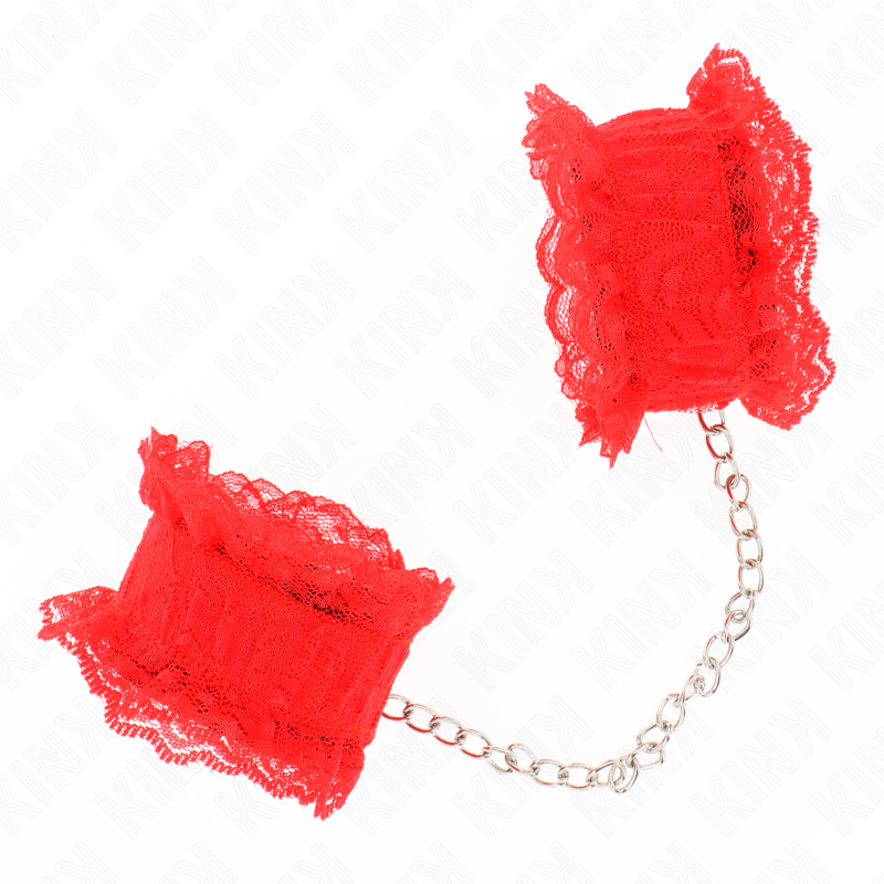 KINK - CINTURINO DA POLSO ELASTICO IN PIZZO ROSSO - KINK COLLAR & GAG | Lingerie Harness Boutique
