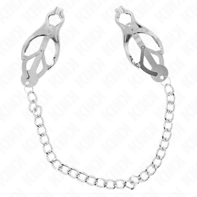 KINK - PINZE PER CAPEZZOLI TRIFOGLIO GIAPPONESE CON CATENA ARGENTO 30 CM - KINK COLLAR & GAG | Lingerie Harness Boutique
