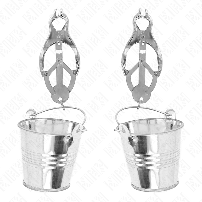 KINK - PINZE PER CAPEZZOLI TRIFOGLIO GIAPPONESE CON SECCHIELLI ARGENTO - KINK COLLAR & GAG | Lingerie Harness Boutique
