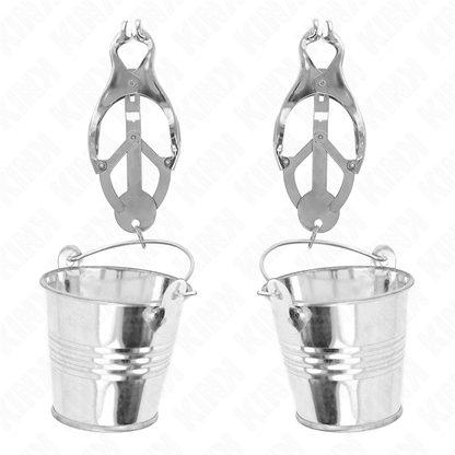 KINK - PINZE PER CAPEZZOLI TRIFOGLIO GIAPPONESE CON SECCHIELLI ARGENTO - KINK COLLAR & GAG | Lingerie Harness Boutique