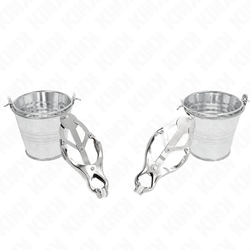 KINK - PINZE PER CAPEZZOLI TRIFOGLIO GIAPPONESE CON SECCHIELLI ARGENTO - KINK COLLAR & GAG | Lingerie Harness Boutique