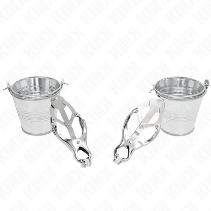 KINK - PINZE PER CAPEZZOLI TRIFOGLIO GIAPPONESE CON SECCHIELLI ARGENTO - KINK COLLAR & GAG | Lingerie Harness Boutique