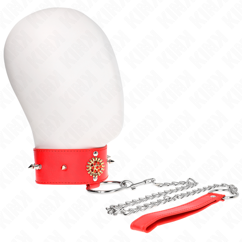 KINK - COLLANA DI DIAMANTI ROSSI CON CINTURA 65 CM REGOLABILE 35-51 CM X 7 CM - KINK COLLAR & GAG | Lingerie Harness Boutique