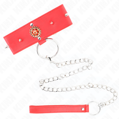 KINK - COLLANA DI DIAMANTI ROSSI CON CINTURA 65 CM REGOLABILE 35-51 CM X 7 CM - KINK COLLAR & GAG | Lingerie Harness Boutique