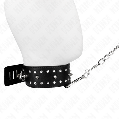 KINK - COLLANA CON GUINZAGLIO 65 CM CON BORCHIE IN ARGENTO MODELLO 1 REGOLABILE 36-43 CM X 5 CM - KINK COLLAR & GAG | Lingerie Harness Boutique