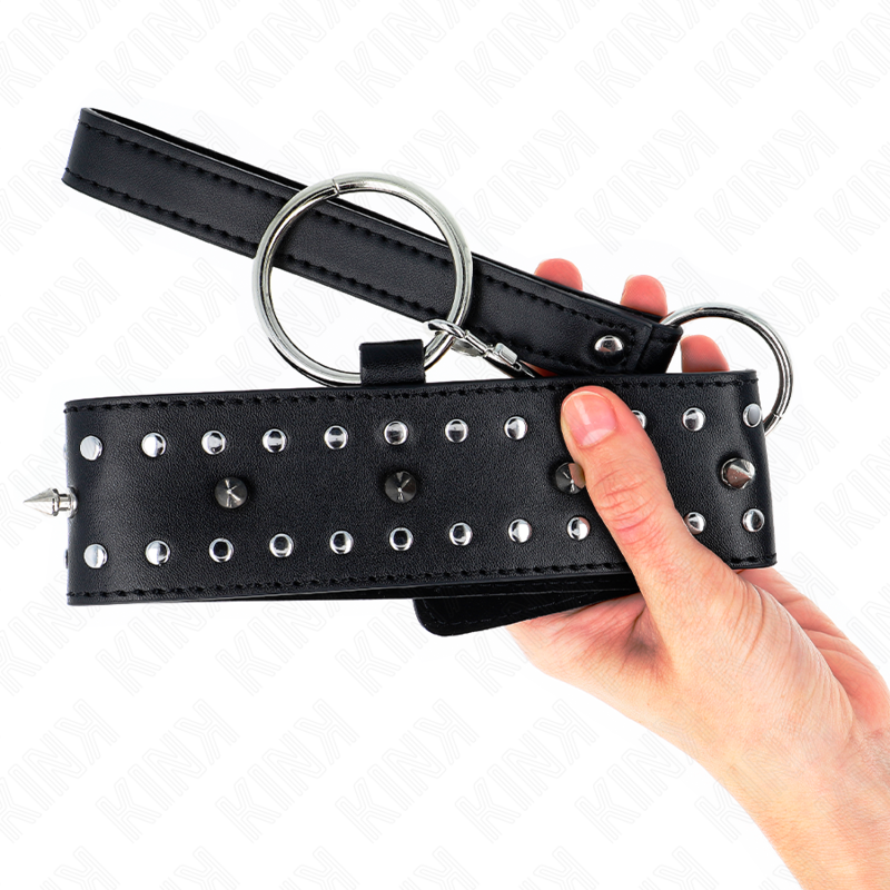 KINK - COLLANA CON GUINZAGLIO 65 CM CON BORCHIE IN ARGENTO MODELLO 1 REGOLABILE 36-43 CM X 5 CM - Lingerie Harness Boutique | Lingerie Harness Boutique