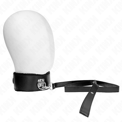 KINK - COLLANA CON GUINZAGLIO 116 CM CON BORCHIE IN ARGENTO MODELLO 4 NERO REGOLABILE 40-48 CM X 6 CM - KINK IMPACT & TOUCH | Lingerie Harness Boutique