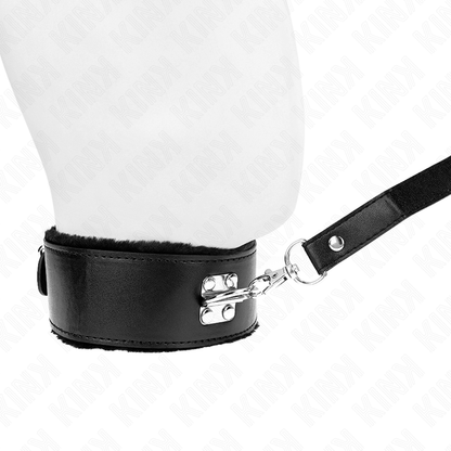 KINK - COLLANA CON GUINZAGLIO 116 CM CON BORCHIE IN ARGENTO MODELLO 4 NERO REGOLABILE 40-48 CM X 6 CM - KINK IMPACT & TOUCH | Lingerie Harness Boutique