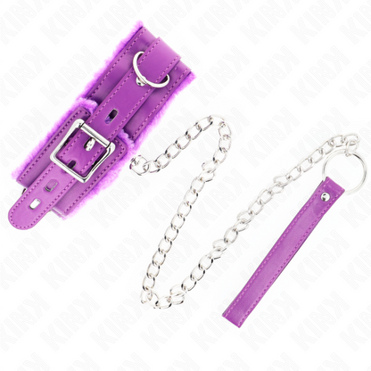 KINK - COLLARE CON GUINZAGLIO 65 CM CON RESTRIZIONI VIOLA 36-42 CM X 5,5 CM - KINK COLLAR & GAG | Lingerie Harness Boutique