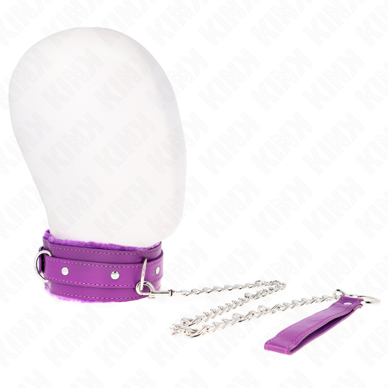 KINK - COLLARE CON GUINZAGLIO 65 CM CON RESTRIZIONI VIOLA 36-42 CM X 5,5 CM - KINK COLLAR & GAG | Lingerie Harness Boutique