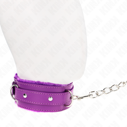 KINK - COLLARE CON GUINZAGLIO 65 CM CON RESTRIZIONI VIOLA 36-42 CM X 5,5 CM - KINK COLLAR & GAG | Lingerie Harness Boutique