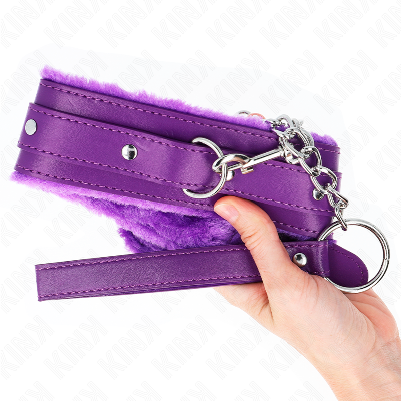 KINK - COLLARE CON GUINZAGLIO 65 CM CON RESTRIZIONI VIOLA 36-42 CM X 5,5 CM - KINK COLLAR & GAG | Lingerie Harness Boutique