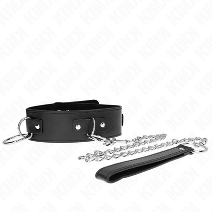 KINK - COLLANA CON GUINZAGLIO 65 CM 3 MODELLO ANELLI 2 REGOLABILE 36-43 CM X 5 CM - KINK COLLAR & GAG | Lingerie Harness Boutique