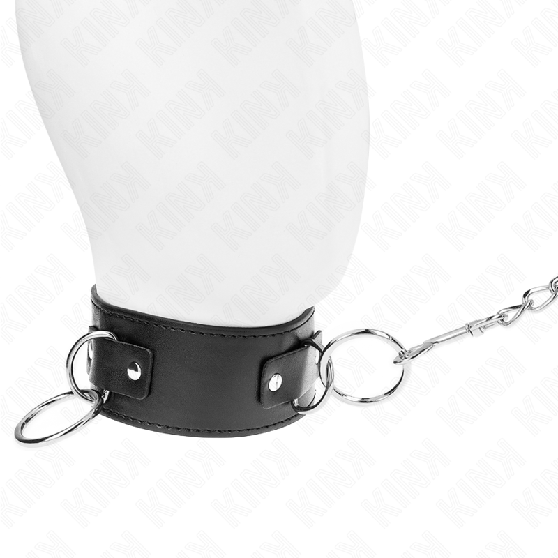 KINK - COLLANA CON GUINZAGLIO 65 CM 3 MODELLO ANELLI 2 REGOLABILE 36-43 CM X 5 CM - KINK COLLAR & GAG | Lingerie Harness Boutique