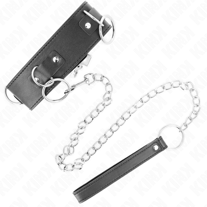 KINK - COLLANA CON GUINZAGLIO 65 CM 3 MODELLO ANELLI 2 REGOLABILE 36-43 CM X 5 CM - KINK COLLAR & GAG | Lingerie Harness Boutique