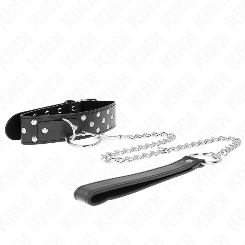 KINK - COLLANA CON CINTURINO AD ANELLO RIVETTO CON CINTURA 65 CM NERO REGOLABILE 36-50 CM X 3,8 CM - KINK IMPACT & TOUCH | Lingerie Harness Boutique