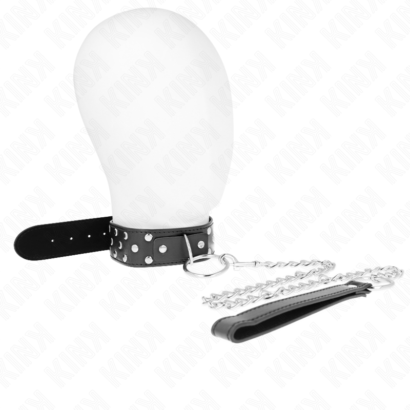 KINK - COLLANA CON CINTURINO AD ANELLO RIVETTO CON CINTURA 65 CM NERO REGOLABILE 36-50 CM X 3,8 CM - Lingerie Harness Boutique | Lingerie Harness Boutique