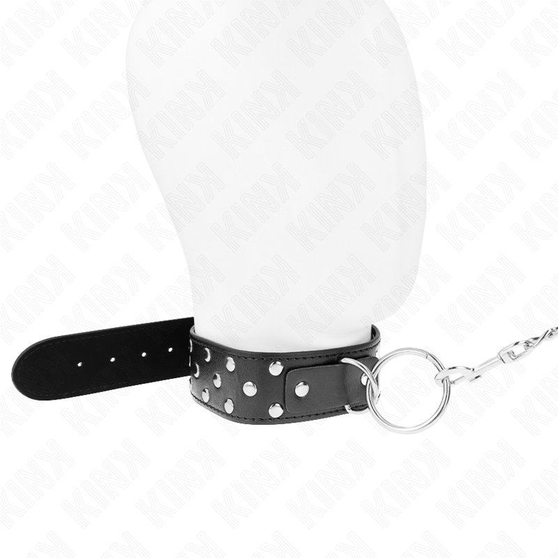 KINK - COLLANA CON CINTURINO AD ANELLO RIVETTO CON CINTURA 65 CM NERO REGOLABILE 36-50 CM X 3,8 CM - KINK IMPACT & TOUCH | Lingerie Harness Boutique