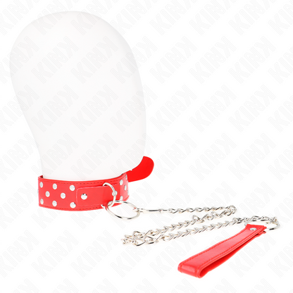 KINK - COLLANA CON CINTURINO AD ANELLO RIVETTO CON CINTURA 65 CM ROSSO REGOLABILE 36-50 CM X 3,8 CM - KINK COLLAR & GAG | Lingerie Harness Boutique
