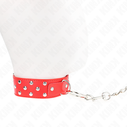 KINK - RIVET RING STRAP NECKLACE WITH BELT 65CM RED ADJUSTABLE 36-50CM X 3.8CM