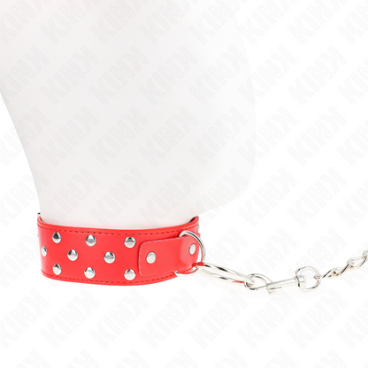 KINK - COLLANA CON CINTURINO AD ANELLO RIVETTO CON CINTURA 65 CM ROSSO REGOLABILE 36-50 CM X 3,8 CM - KINK COLLAR & GAG | Lingerie Harness Boutique