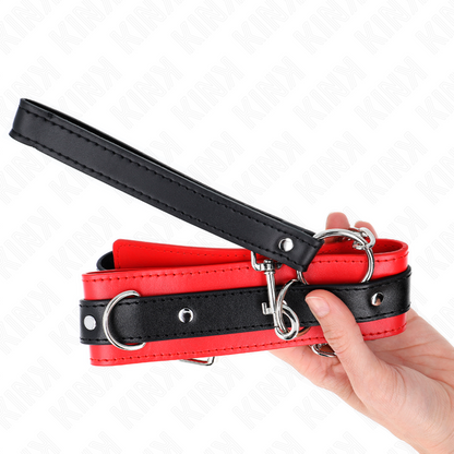KINK - COLLARE MODELLO BASE CON GUINZAGLIO 65 CM MODELLO 3 ROSSO 53 X 5 CM - KINK COLLAR & GAG | Lingerie Harness Boutique