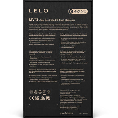 LELO - LIV™ 3 STIMOLATORE DEL PUNTO G VIOLA - LELO | Lingerie Harness Boutique